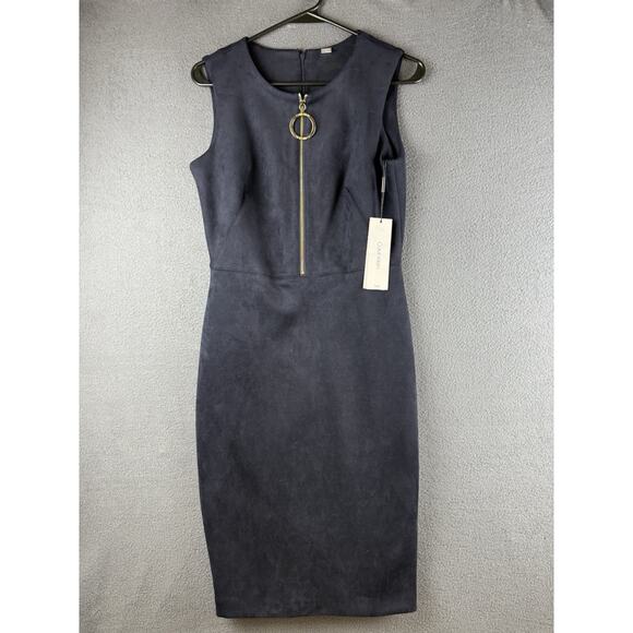 sachin and babi light blue dress CALVIN KLEIN NWT $134 Navy Faux Suede Ring Zipper Pencil Dress Size 6